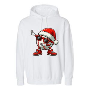 Funny Baseball Ball Santa Hat Dabbing Xmas Pajamas Players Gift Garment-Dyed Fleece Hoodie