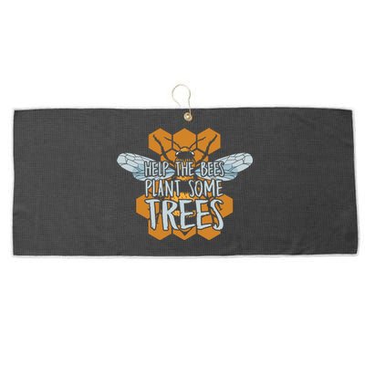 Funny Beekeeper Bee Cool Gift Help The Bees Plant Some Trees Gift Large Microfiber Waffle Golf Towel