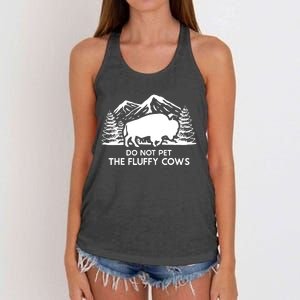 Funny Buffalo Bison Do Not Pet The Fluffy Cow Women's Knotted Racerback Tank