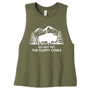 Funny Buffalo Bison Do Not Pet The Fluffy Cow Women's Racerback Cropped Tank