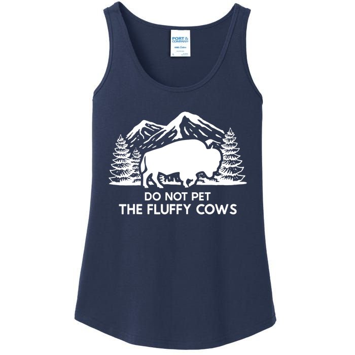 Funny Buffalo Bison Do Not Pet The Fluffy Cow Ladies Essential Tank