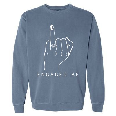 Funny Bride Bachelorette Party Engaged Af Ring Finger Meaningful Gift Garment-Dyed Sweatshirt