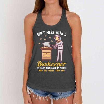 Funny Beekeeper Beekeeping Supplies Honey Bees Beehive Women's Knotted Racerback Tank