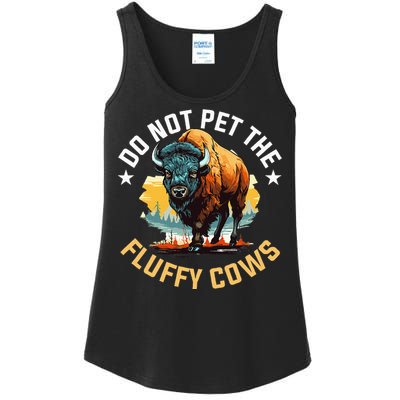 Funny Buffalo Bison Do Not Pet The Fluffy Cows Ladies Essential Tank