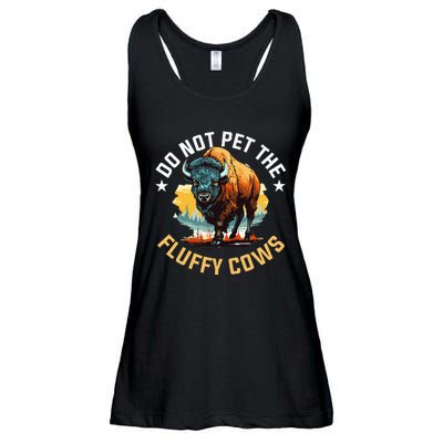 Funny Buffalo Bison Do Not Pet The Fluffy Cows Ladies Essential Flowy Tank