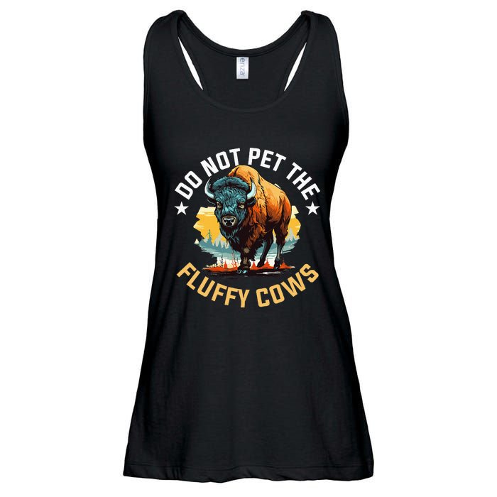 Funny Buffalo Bison Do Not Pet The Fluffy Cows Ladies Essential Flowy Tank