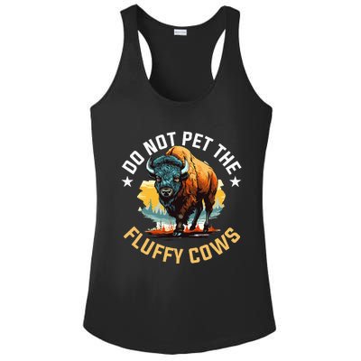 Funny Buffalo Bison Do Not Pet The Fluffy Cows Ladies PosiCharge Competitor Racerback Tank