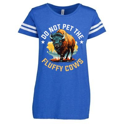 Funny Buffalo Bison Do Not Pet The Fluffy Cows Enza Ladies Jersey Football T-Shirt