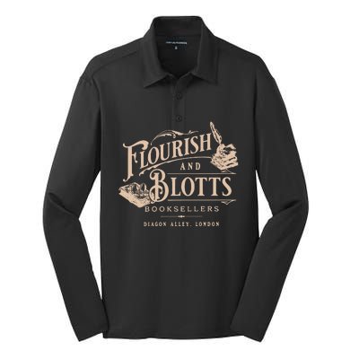 Flourish Blotts Bookish Hp Wizard Silk Touch Performance Long Sleeve Polo