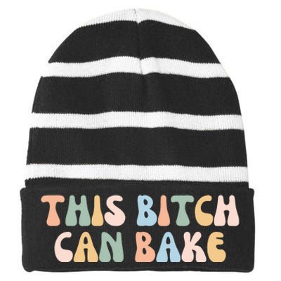 Funny Baker Baking Lover Striped Beanie with Solid Band