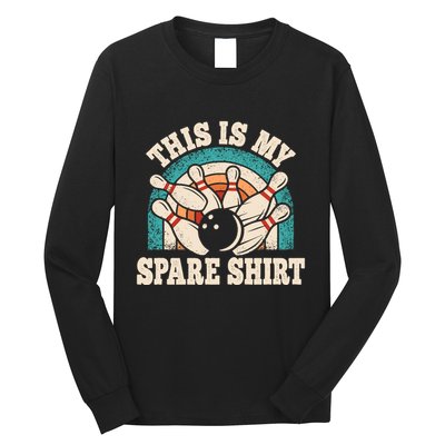 Funny Bowling Bowler Retro This Is My Spare Long Sleeve Shirt
