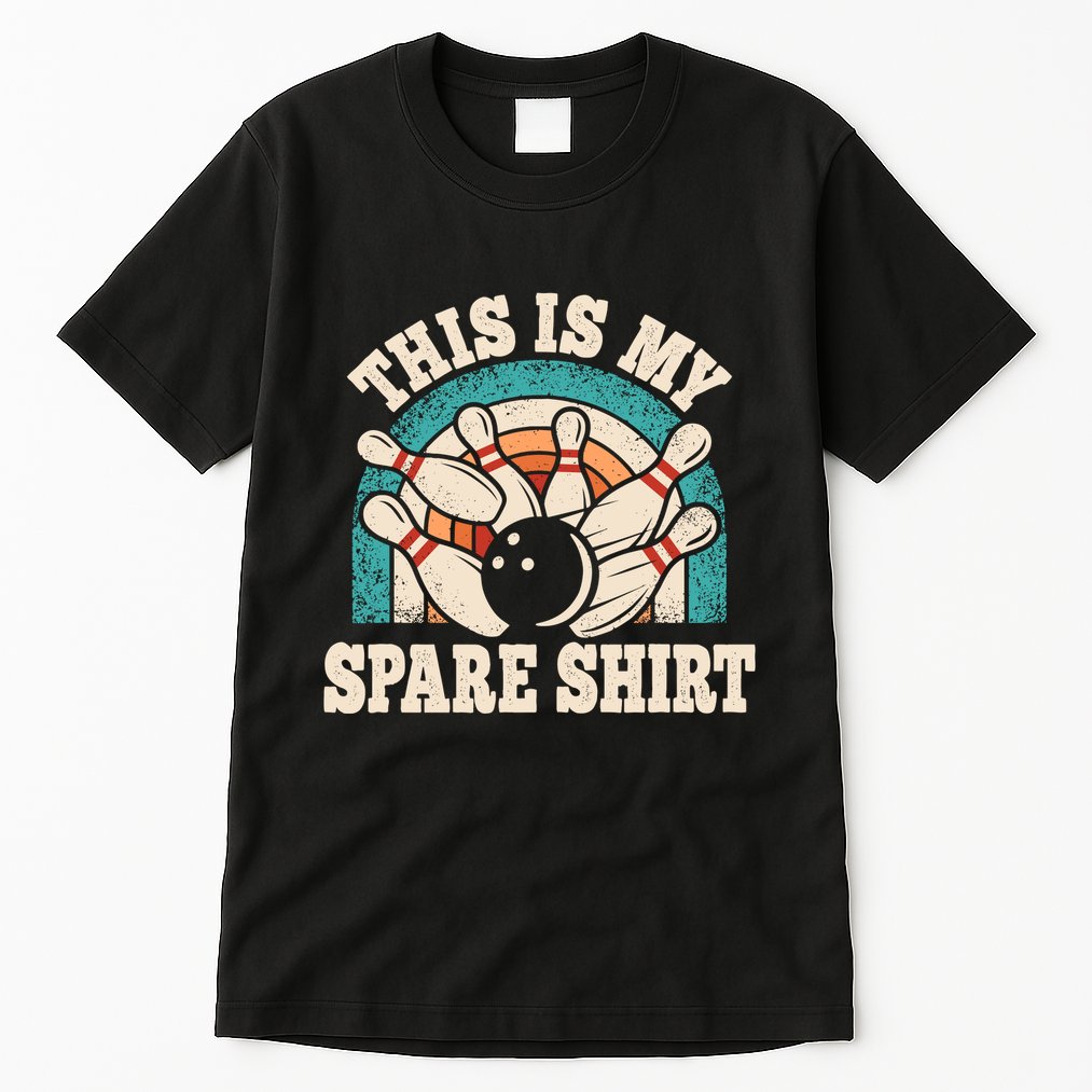 Funny Bowling Bowler Retro This Is My Spare Tall T-Shirt