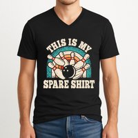 Funny Bowling Bowler Retro This Is My Spare V-Neck T-Shirt
