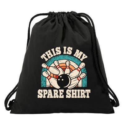 Funny Bowling Bowler Retro This Is My Spare Drawstring Bag