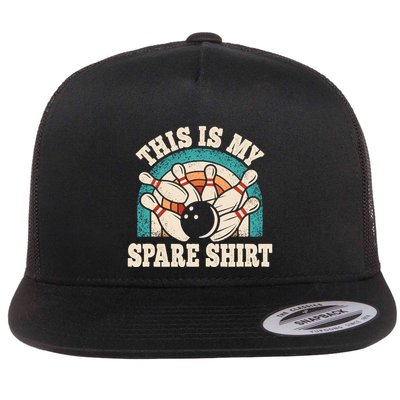 Funny Bowling Bowler Retro This Is My Spare Flatbill Hat