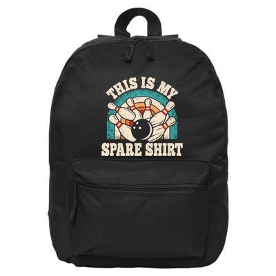 Funny Bowling Bowler Retro This Is My Spare 16 in Basic Backpack