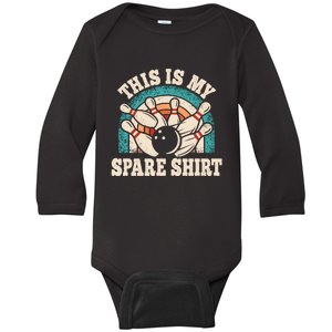 Funny Bowling Bowler Retro This Is My Spare Baby Long Sleeve Bodysuit