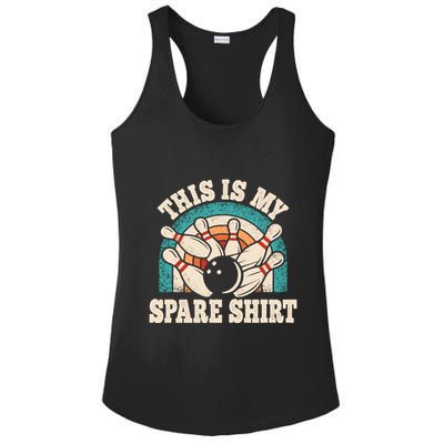 Funny Bowling Bowler Retro This Is My Spare Ladies PosiCharge Competitor Racerback Tank
