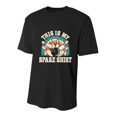 Funny Bowling Bowler Retro This Is My Spare Youth Performance Sprint T-Shirt