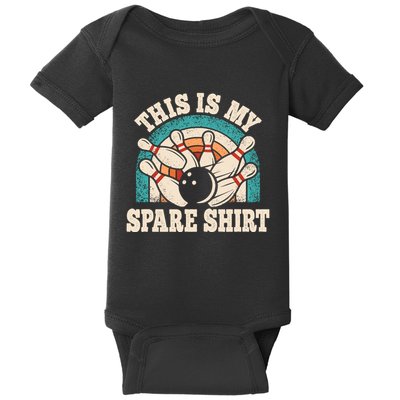 Funny Bowling Bowler Retro This Is My Spare Baby Bodysuit