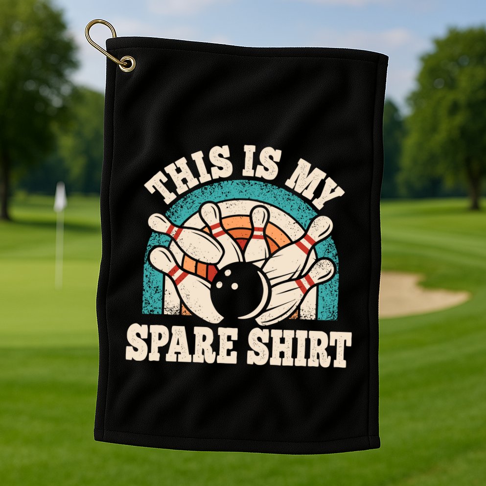 Funny Bowling Bowler Retro This Is My Spare Golf Towel