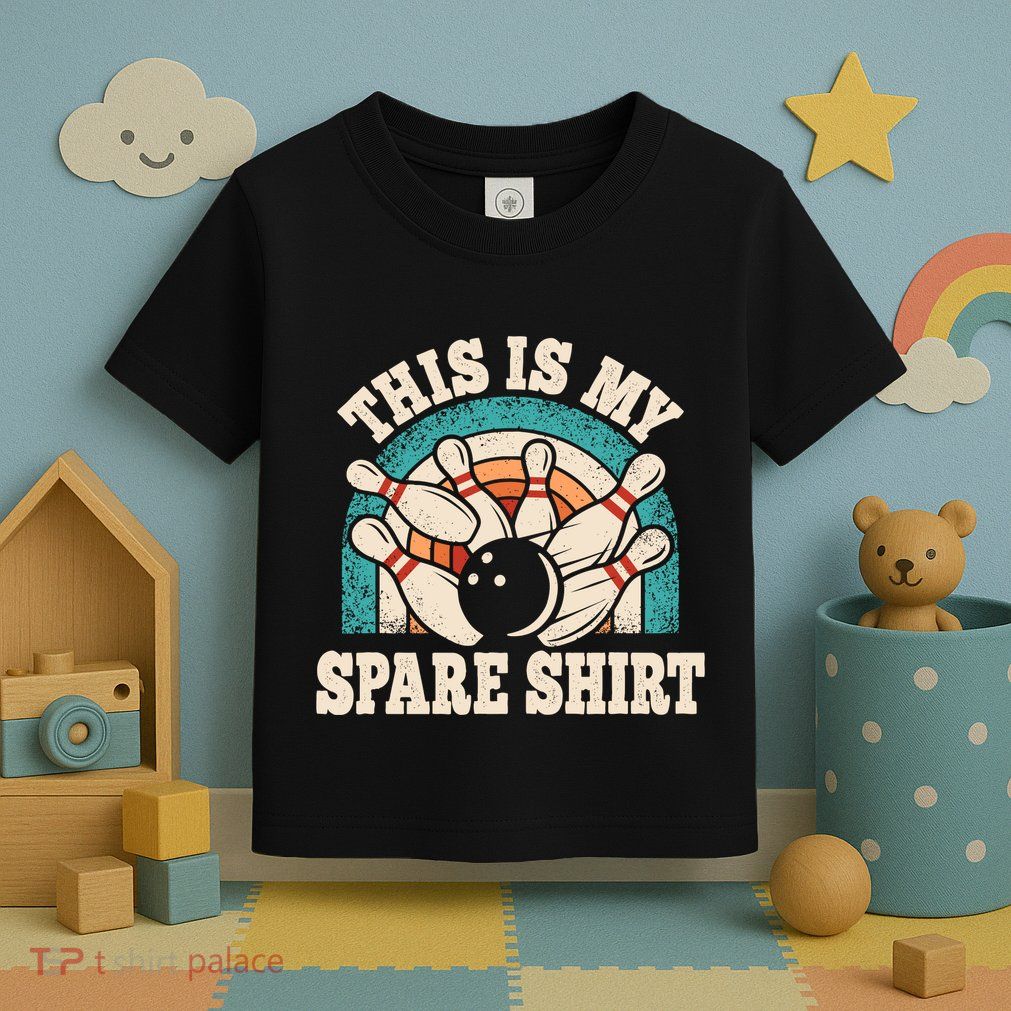 Funny Bowling Bowler Retro This Is My Spare Toddler T-Shirt