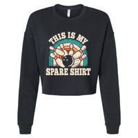 Funny Bowling Bowler Retro This Is My Spare Cropped Pullover Crew