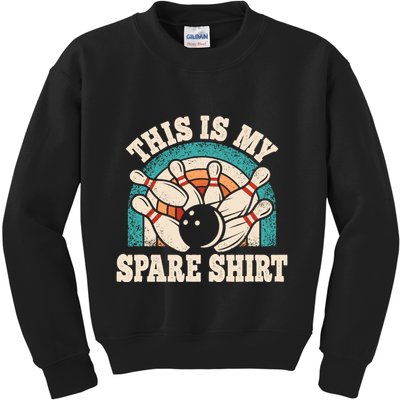 Funny Bowling Bowler Retro This Is My Spare Kids Sweatshirt