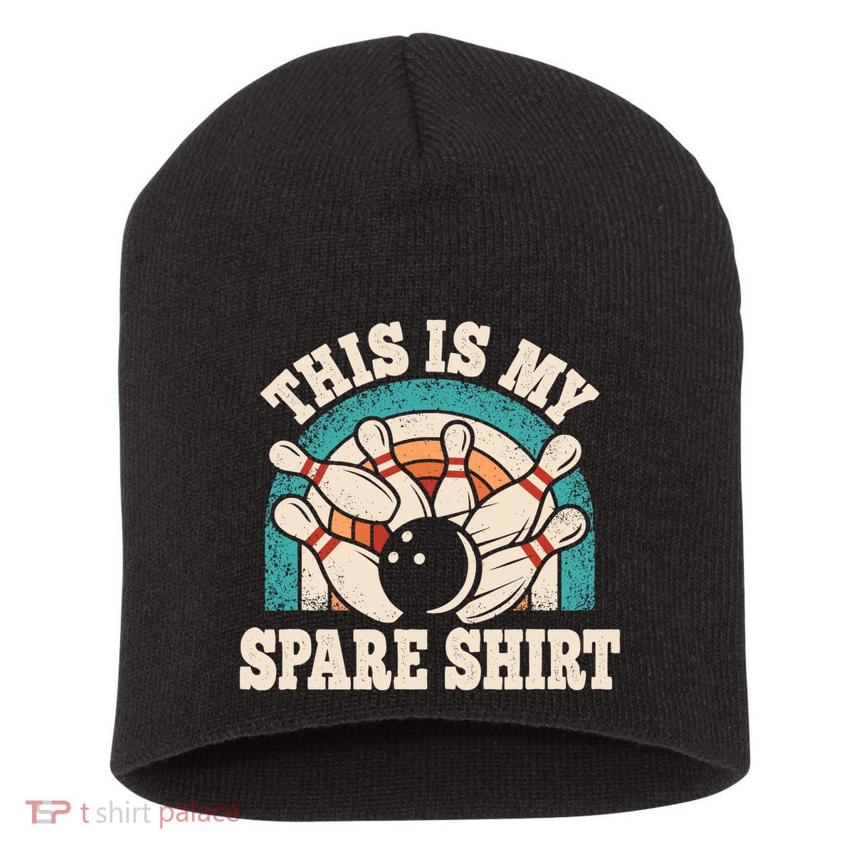 Funny Bowling Bowler Retro This Is My Spare Short Acrylic Beanie