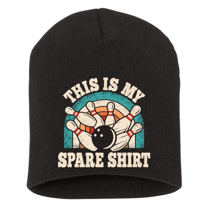 Funny Bowling Bowler Retro This Is My Spare Short Acrylic Beanie