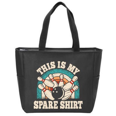Funny Bowling Bowler Retro This Is My Spare Zip Tote Bag