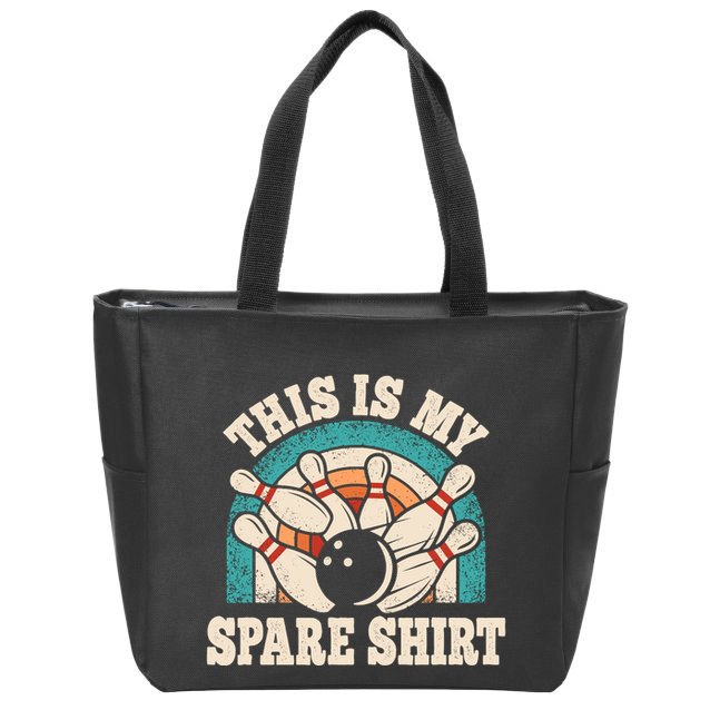 Funny Bowling Bowler Retro This Is My Spare Zip Tote Bag