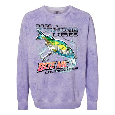 Funny Bass Bite Me Fishing Lures Colorblast Crewneck Sweatshirt