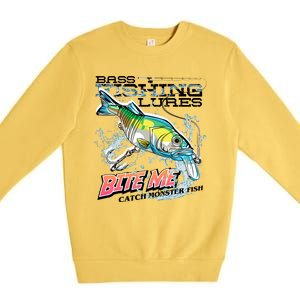 Funny Bass Bite Me Fishing Lures Premium Crewneck Sweatshirt