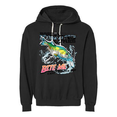 Funny Bass Bite Me Fishing Lures Garment-Dyed Fleece Hoodie