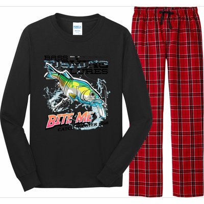 Funny Bass Bite Me Fishing Lures Long Sleeve Pajama Set