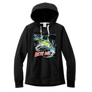 Funny Bass Bite Me Fishing Lures Women's Fleece Hoodie