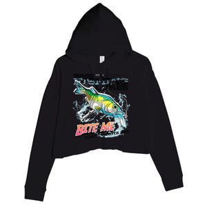 Funny Bass Bite Me Fishing Lures Crop Fleece Hoodie