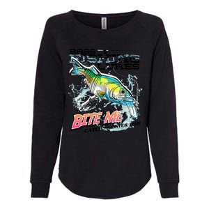 Funny Bass Bite Me Fishing Lures Womens California Wash Sweatshirt