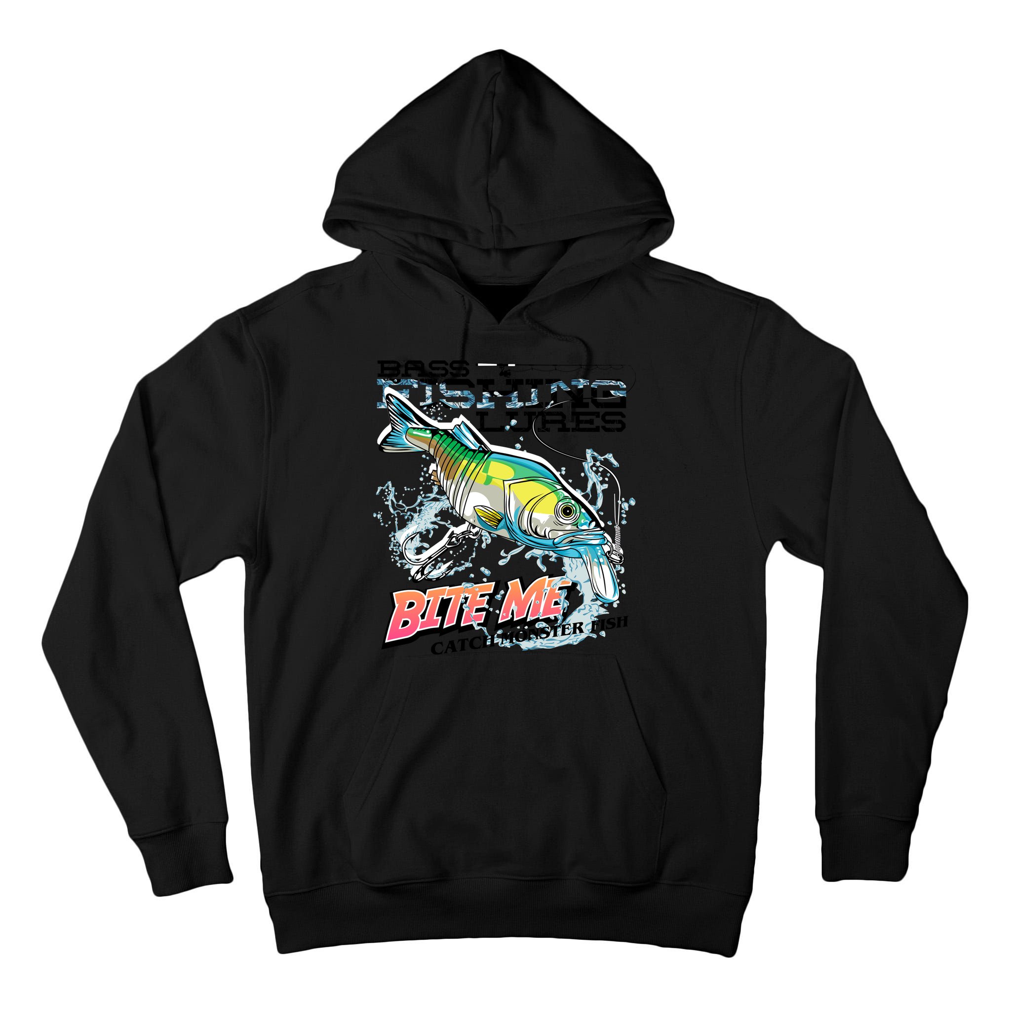 Funny Bass Bite Me Fishing Lures Tall Hoodie