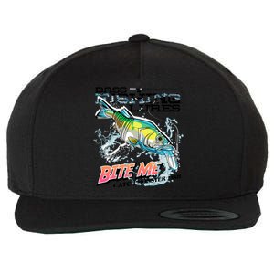 Funny Bass Bite Me Fishing Lures Wool Snapback Cap