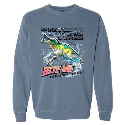 Funny Bass Bite Me Fishing Lures Garment-Dyed Sweatshirt