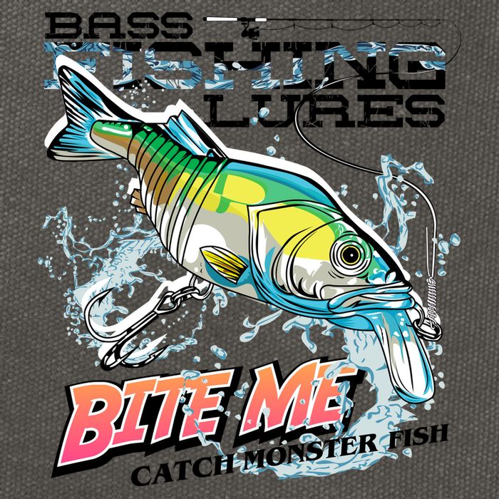 Funny Bass Bite Me Fishing Lures Cotton Canvas Backpack