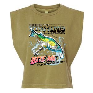 Funny Bass Bite Me Fishing Lures Garment-Dyed Women's Muscle Tee