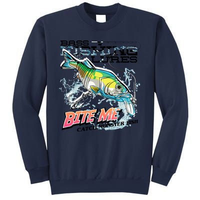 Funny Bass Bite Me Fishing Lures Sweatshirt