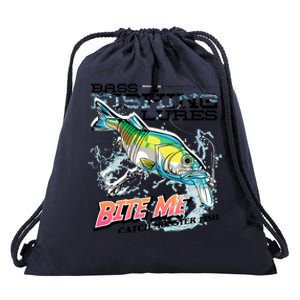 Funny Bass Bite Me Fishing Lures Drawstring Bag