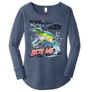 Funny Bass Bite Me Fishing Lures Women's Perfect Tri Tunic Long Sleeve Shirt