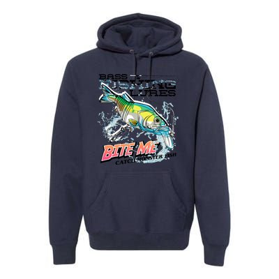 Funny Bass Bite Me Fishing Lures Premium Hoodie