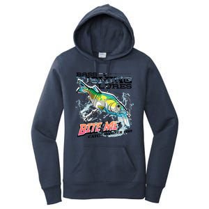 Funny Bass Bite Me Fishing Lures Women's Pullover Hoodie