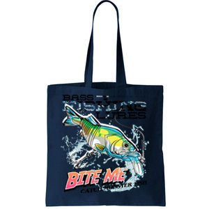 Funny Bass Bite Me Fishing Lures Tote Bag